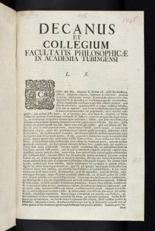 Decanus et Collegium ...
