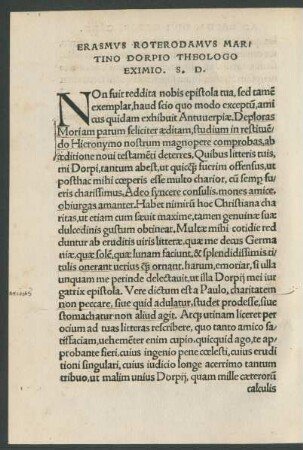 Erasmus Roterodamus Martino Dorpio Theologo Eximio. S. D.
