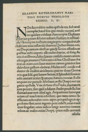Erasmus Roterodamus Martino Dorpio Theologo Eximio. S. D.