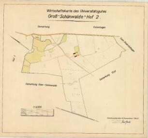 Wirtschaftskarte des Universitätsgutes Groß-Schönwalde, Hof 2