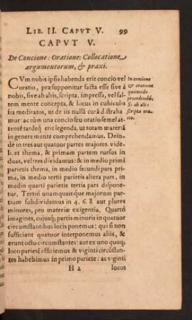 Caput V. De Concione: Oratione: Collocatione argumentorm, [et] praxi.