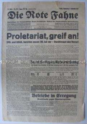 Kommunistische Tageszeitung "Die Rote Fahne" u.a. zu den Notverordnungen der Papen-Regierung