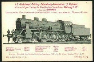 2 C-Heißdampf-Drilling-Schnellzug-Lokokomotive (3Zylinder)