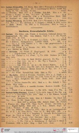 Sachsen, Ernestische Linie (Nr. 2439 - 3020)