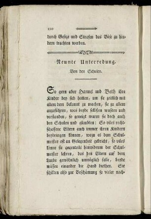 Neunte Unterredung. Von den Schulen.