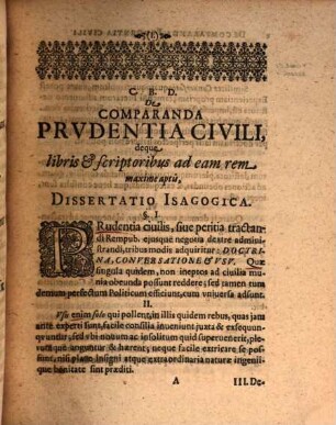 Jo. Andreae. Bosii De Comparanda Prudentia Iuxta Et Eloquentia Civili, deque libris & scriptoribus ad eam rem maxime aptis, Dissertationes Isagogicae