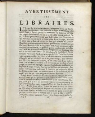 Avertissement Des Libraires.
