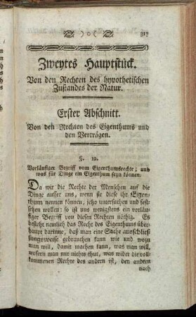 Zweytes Hauptstück. Von den Rechten des hypothetischen Zustandes der Natur.