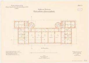 Kaserne des Garde-Kürassier-Regiments und des Königin-Augusta-Garde-Grenadier-Regiments Nr. 4, Berlin: Garde-Cürassier-Regiment, Verheirateten-Kammergebäude: Grundriss 3. Obergeschoss 1:100
