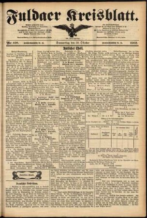 Zweite Ausgabe vom Donnerstag, den 30. Oktober 1902.