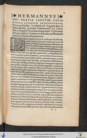 Hermannus ... Coloniensis Ecclesiae Archiepiscopus ... Omnibus ac singulis Parochis ...