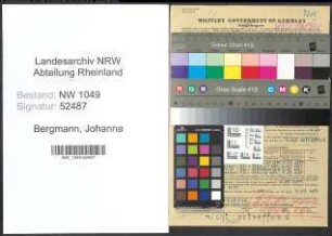 Entnazifizierung Johanna Bergmann , geb. 03.09.1921 ()