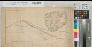 Langschede (Fröndenberg) Situationsplan der Mühlenschlacht nach dem Durchbruch 1775 50 (Ruten) = 13,05 cm 23,5 x 47 kol. Zeichnung KSA Nr. 809