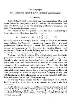 Verzweigungen von Lösungen nichtlinearer Differentialgleichungen.