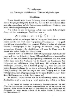 Verzweigungen von Lösungen nichtlinearer Differentialgleichungen.