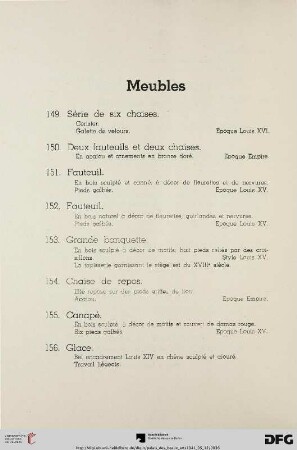 Meubles (Nr. 149-179)