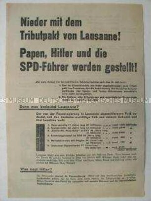 Flugblatt gegen den Dawes-Plan, den Young-Plan und das Abkommen von Lausanne