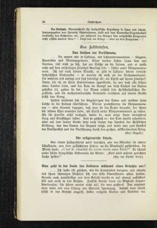 Aus Feldbriefen : das Zeichen der Versöhnung