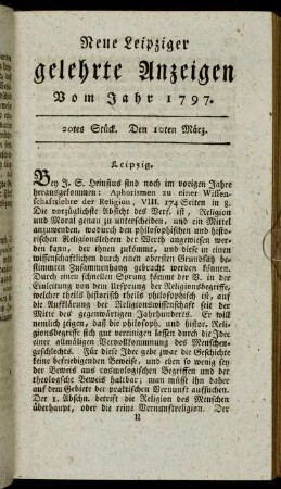 20tes Stück. Den 10ten März.