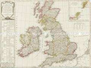 Carte des Isles Britanniques. Mit einer Nebenkarte: Suplément pour les Isles Orcades et de Schetland