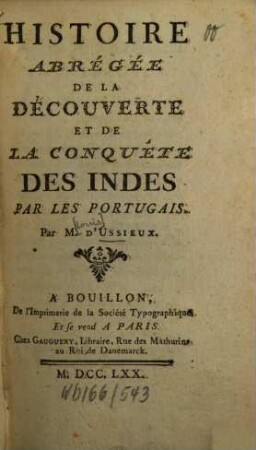 Histoire abrégée de la découverte et de la conquête des Indes par les Portugais