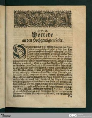 Vorrede an den Hochgeneigten Leser.
