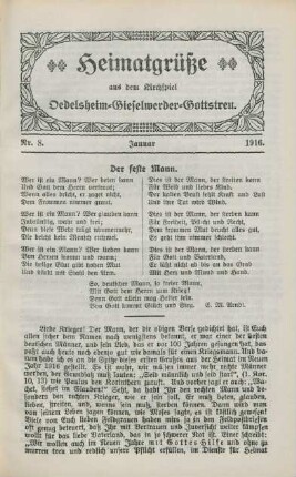 8.1916: Heimatgrüße aus dem Kirchspiel Oedelsheim, Gieselwerder, Gottstreu