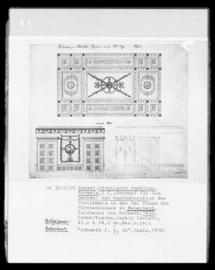Entwurf für die Decken- und Wandgestaltung des Vorzimmers der Bel Etage des Fürstenhauses in Beberbeck