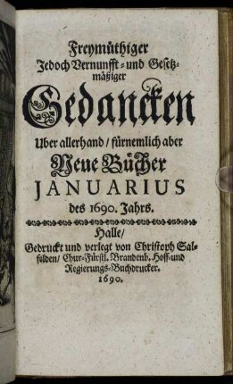 Januarius des 1690. Jahrs.