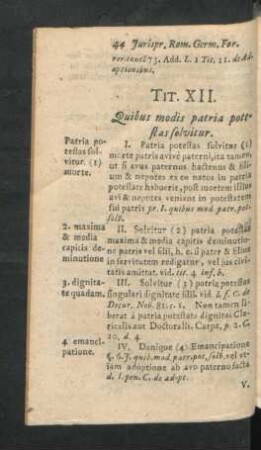 Tit. XII. Quibus modis patria potestas solvitur