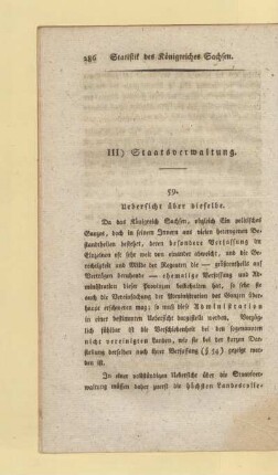 III) Staatsverwaltung