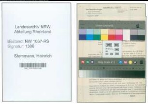 Entnazifizierung Heinrich Stemmann , geb. 07.02.1907 (Polizeibeamter)
