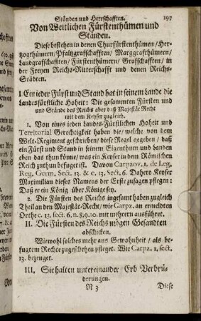 Von Weltlichen Fürstenthümen und Ständen.