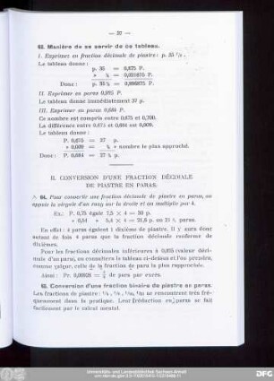 II. Conversion D'Une Fraction Décimale De Piastre En Paras.