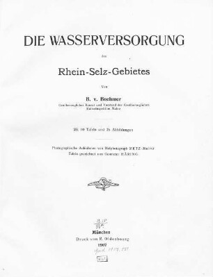 Die Wasserversorgung des Rhein-Selz-Gebietes