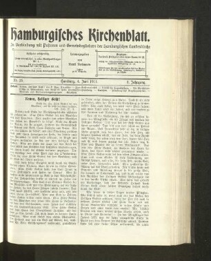 Nr. 23. Hamburg, 4. Juni 1911. 8. Jahrgang.