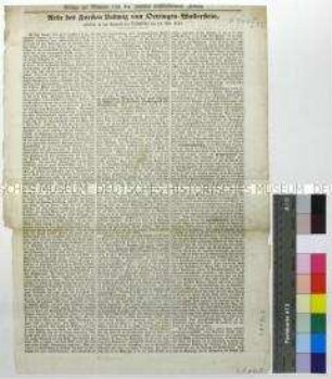 Beilage zu Nr. 130 der deutschen constitutionellen Zeitung 23. Mai 1849, darin: Rede des Fürsten Ludwig von Oettingen-Wallerstein