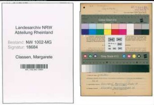 Entnazifizierung Margarete Classen , geb. 23.10.1905 (Putzfrau)