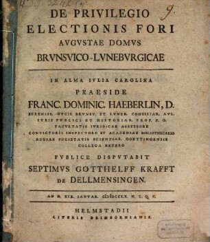 De privilegio electionis fori Augustae Domus Brunsvico-Luneburgicae