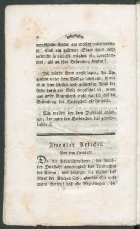 Zweyter Artickel. Von dem Diebstahl