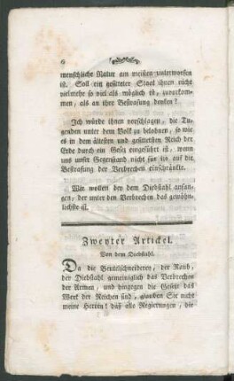 Zweyter Artickel. Von dem Diebstahl