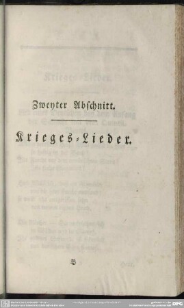 Zweyter Abschnitt. Krieges-Lieder