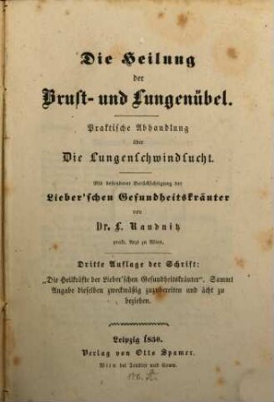 Die Heilung der Brust- u. Lungenübel