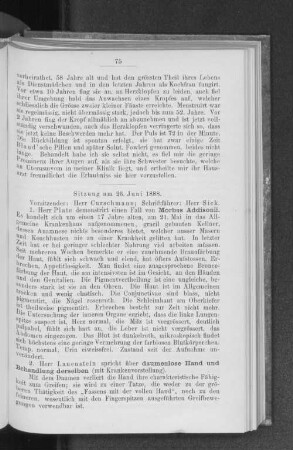 Sitzung am 26. Juni 1888.