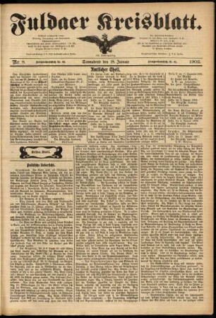 Erste Ausgabe vom Samstag, den 18. Januar 1902.