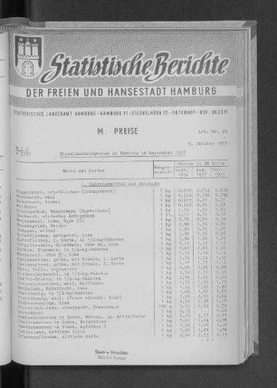 Einzelhandelspreise in Hamburg im September 1957 : Lfd. Nr. 28