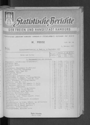 Einzelhandelspreise in Hamburg im September 1957 : Lfd. Nr. 28