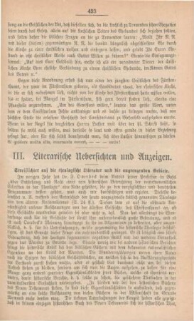 433[425]-436[428] Litterarische Uebersichten und Anzeigen