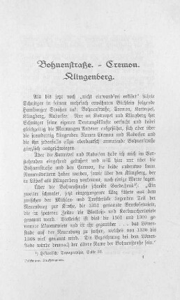 Bohnenstraße. - Cremon. Klingenberg.