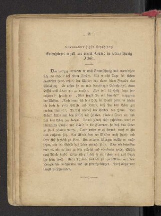 Neununddreißigste Erzählung. Eulenspiegel erhält bei einem Gerber in Braunschweig Arbeit.